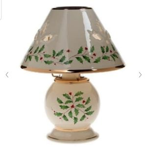 Lenox Holiday Tea Light Candle Lamp white, green, and red
